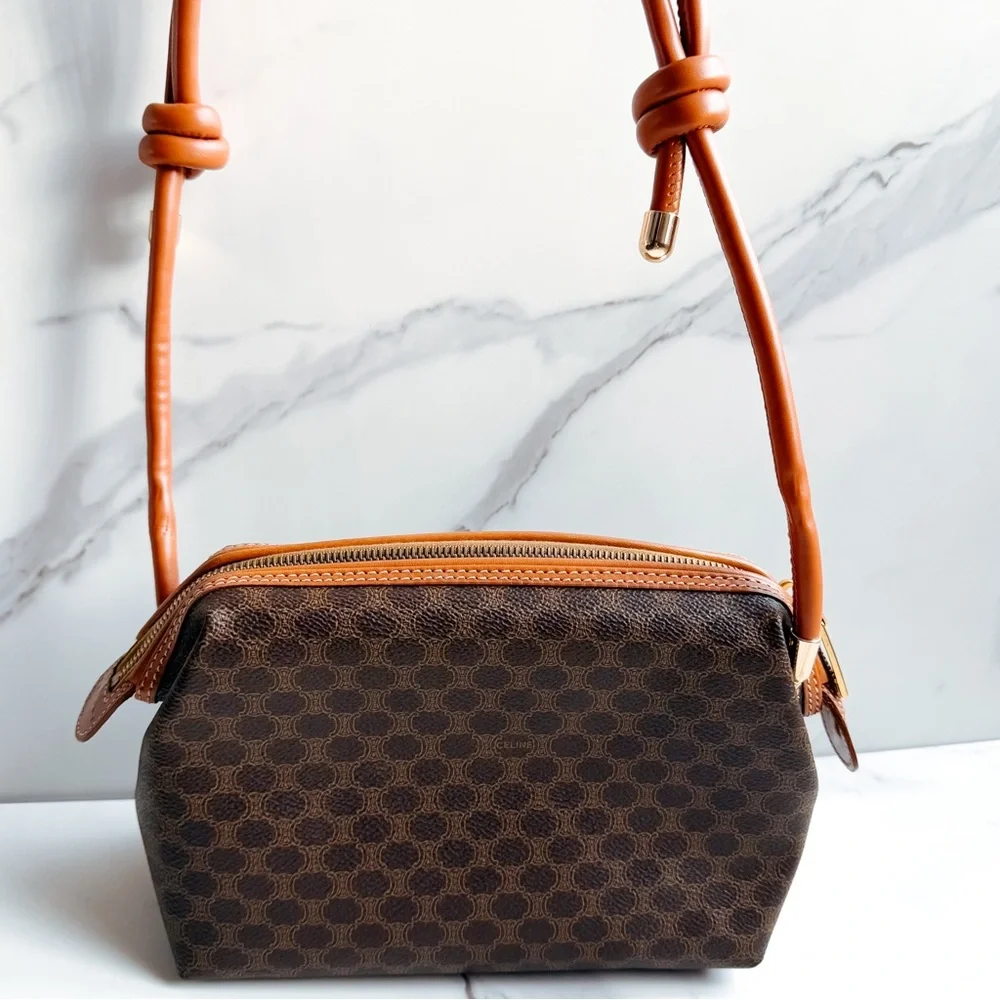 Authentic vintage Celine Macadam clutch on strap - Picture 2 of 15